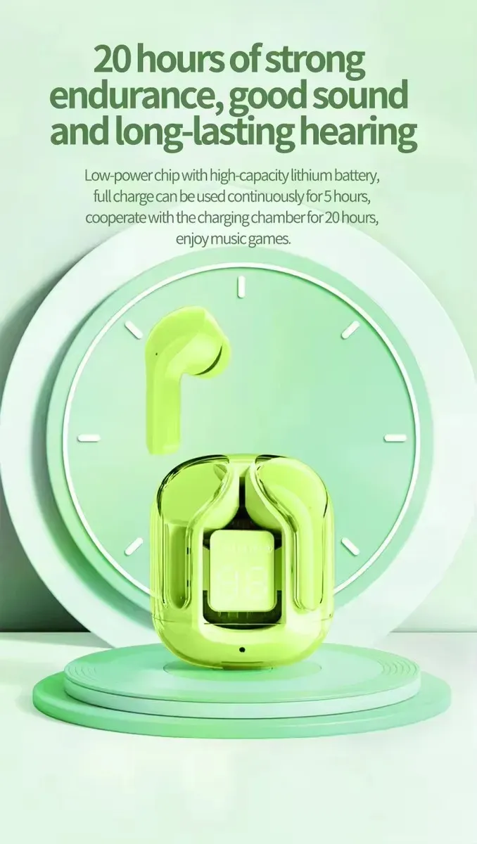 AUDIFONOS INALÁMBRICOS PANTALLA DIGITAL REDUCCIÓN RUIDO IPX4 VERDE - 4