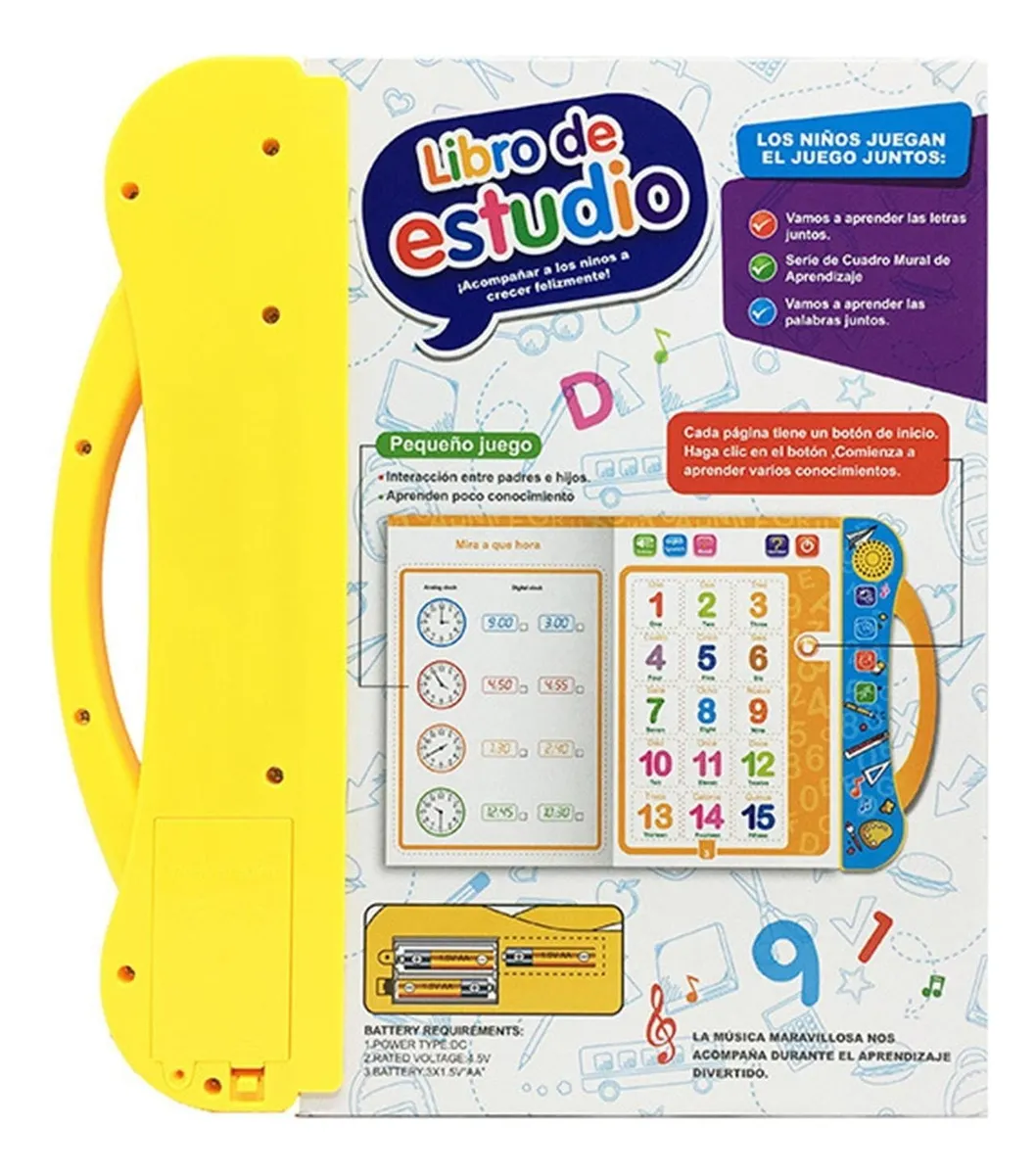 LIBRO APRENDIZAJE DE ESTUDIO DIDÁCTICO INTERACTIVO NIÑOS +3 - 3
