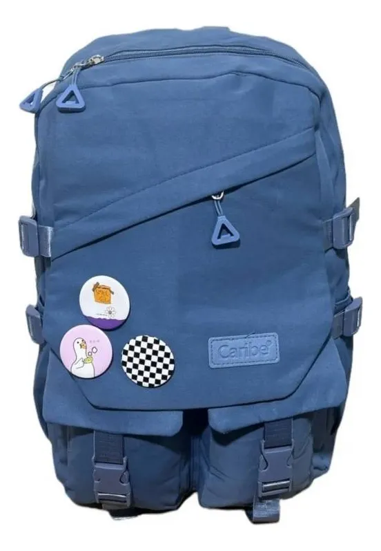 MOCHILA BOLSO ESCOLAR JUVENIL IMPERMEABLE GRAN CAPACIDAD AZUL - 2