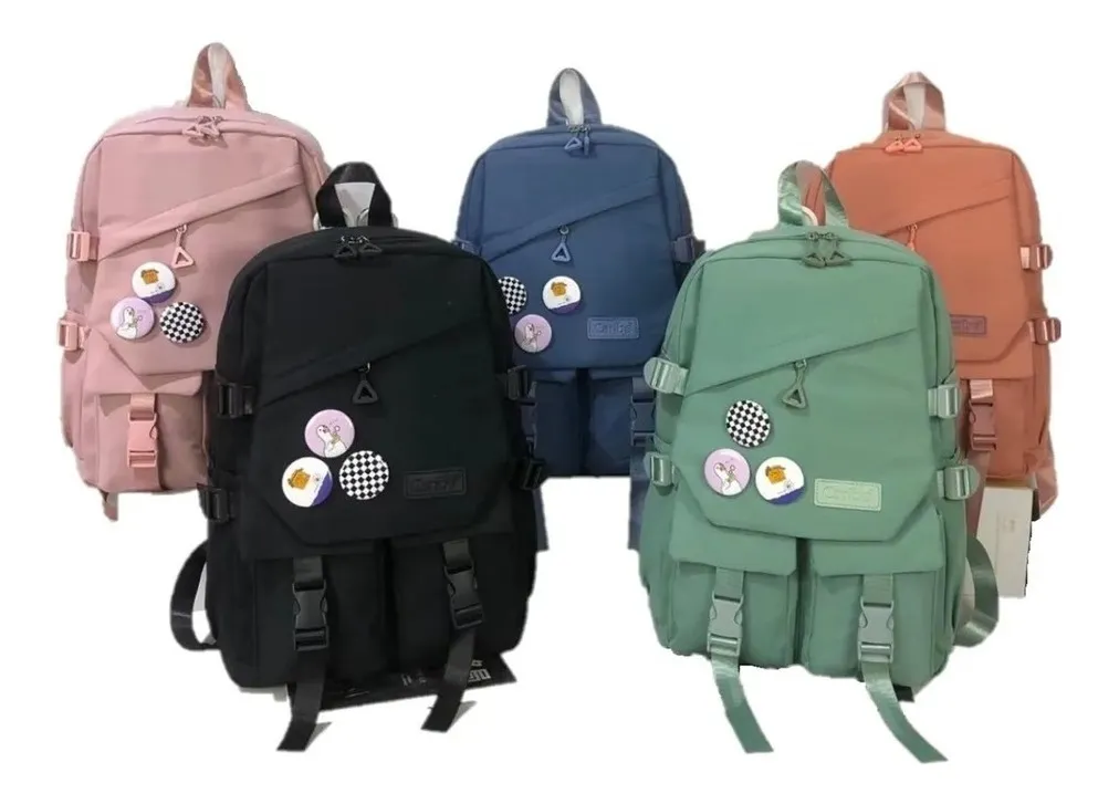 MOCHILA BOLSO ESCOLAR JUVENIL IMPERMEABLE GRAN CAPACIDAD VERDE - 2