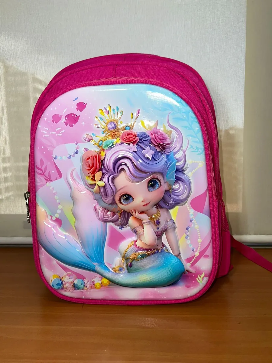 MOCHILA ESCOLAR DISEÑO 3D MODA LA SIRENITA - 3