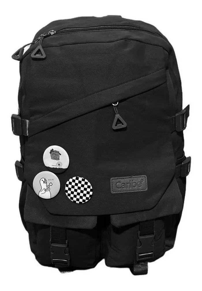MOCHILA BOLSO ESCOLAR JUVENIL IMPERMEABLE GRAN CAPACIDAD EN COLOR NEGRO - 1