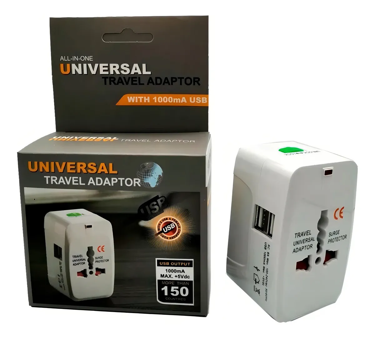 ADAPTADOR ENCHUFE UNIVERSAL PARA VIAJES CON 2 PUERTOS USB - 3
