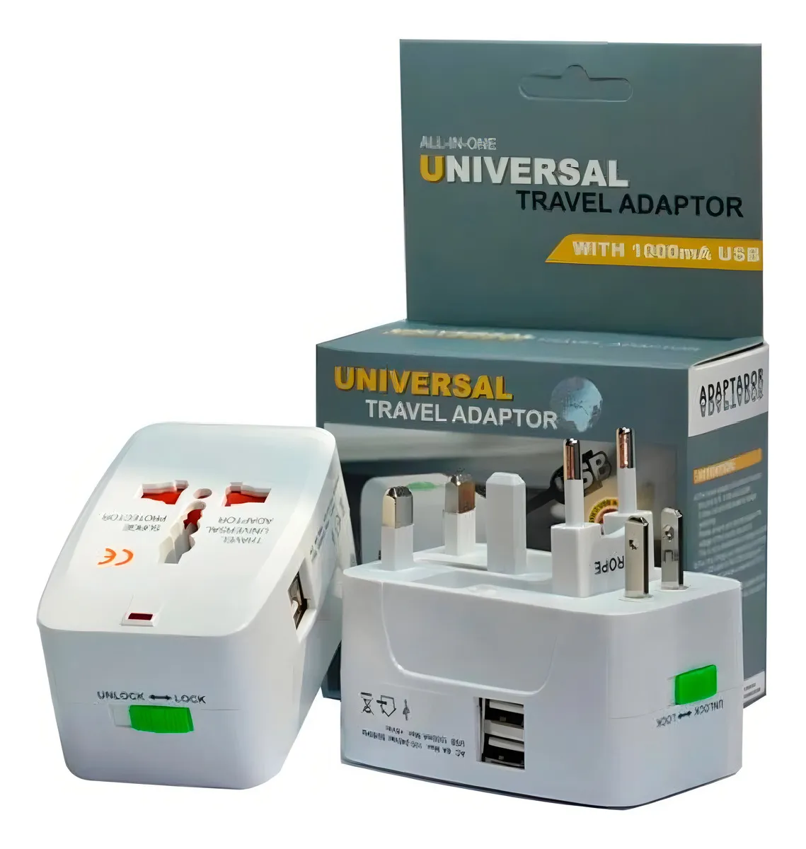 ADAPTADOR ENCHUFE UNIVERSAL PARA VIAJES CON 2 PUERTOS USB - 4