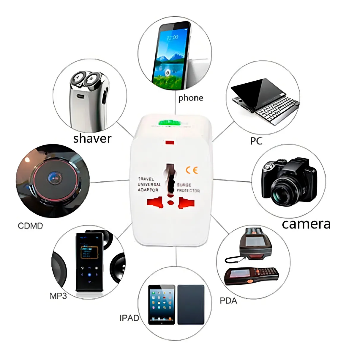 ADAPTADOR ENCHUFE UNIVERSAL PARA VIAJES CON 2 PUERTOS USB - 5