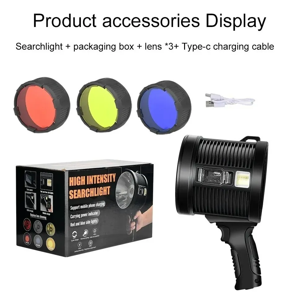 LINTERNA PISTOLA RECARGABLE USB SOLAR COLORES LINTERNA NEGRO - 5