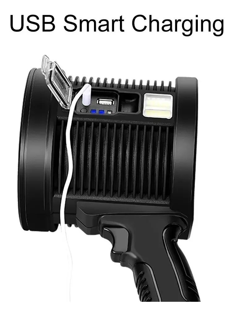 LINTERNA PISTOLA RECARGABLE USB SOLAR COLORES LINTERNA NEGRO - 6
