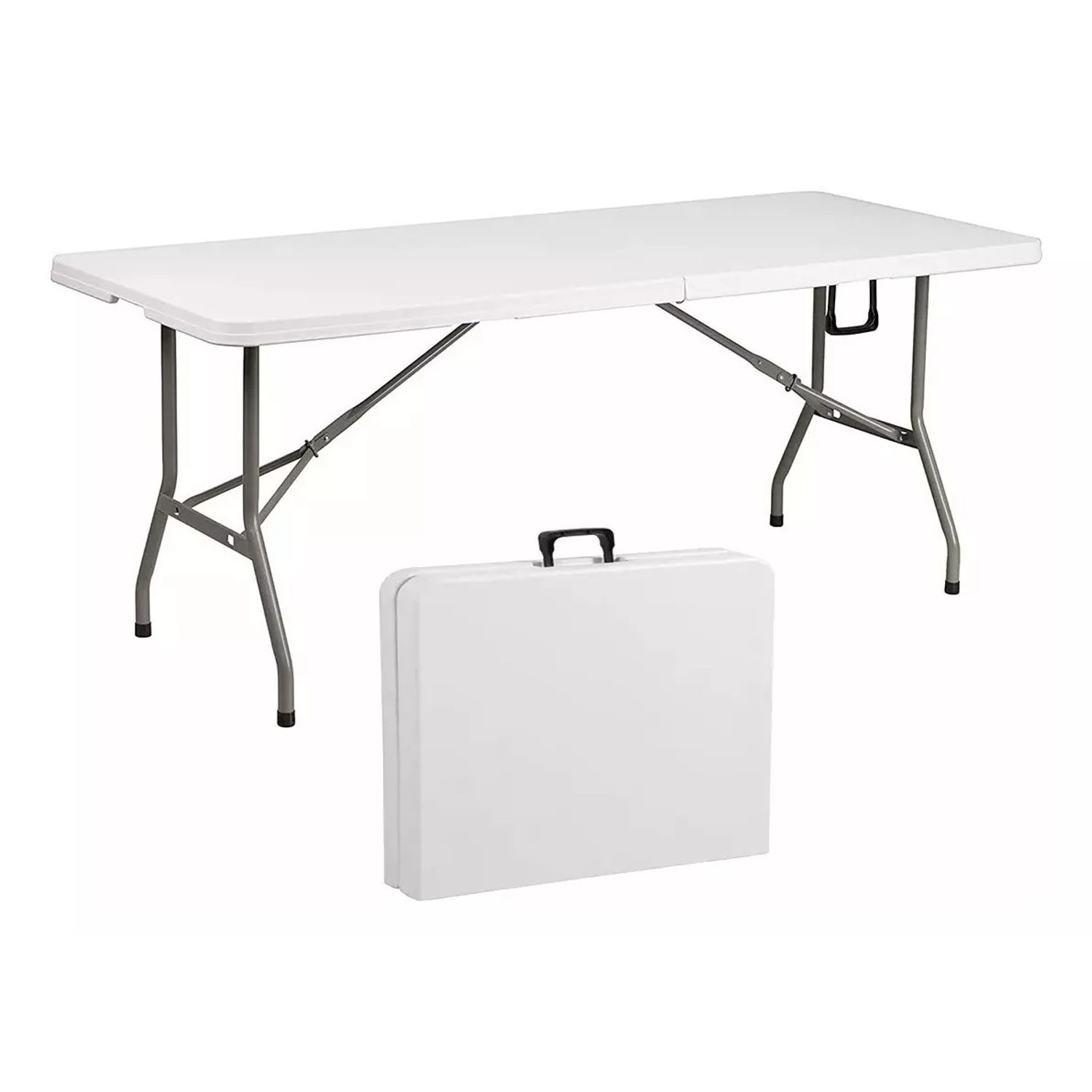 MESA PLEGABLE CAMPING 180 X 75 CMS PORTATIL COLOR BLANCO - 1