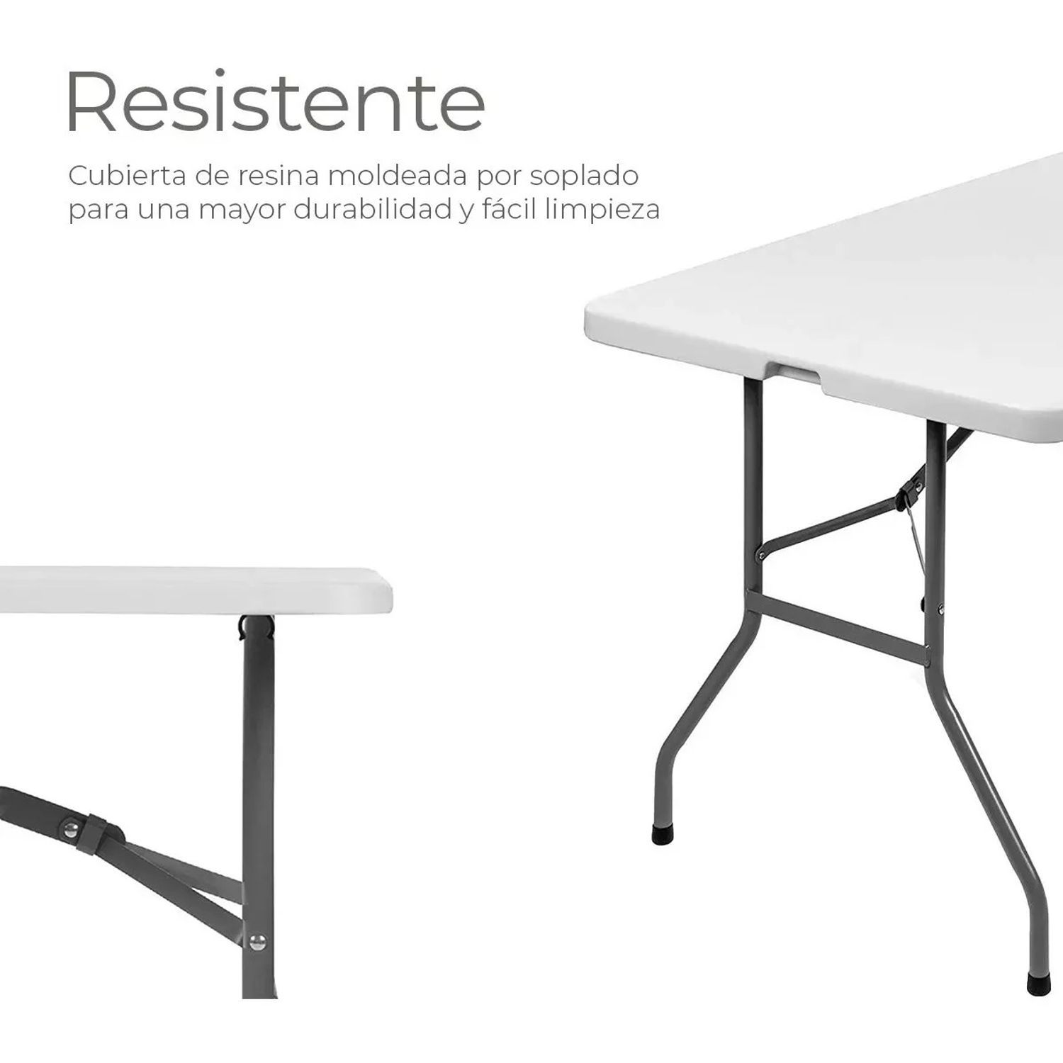 MESA PLEGABLE CAMPING 180 X 75 CMS PORTATIL COLOR BLANCO - 5