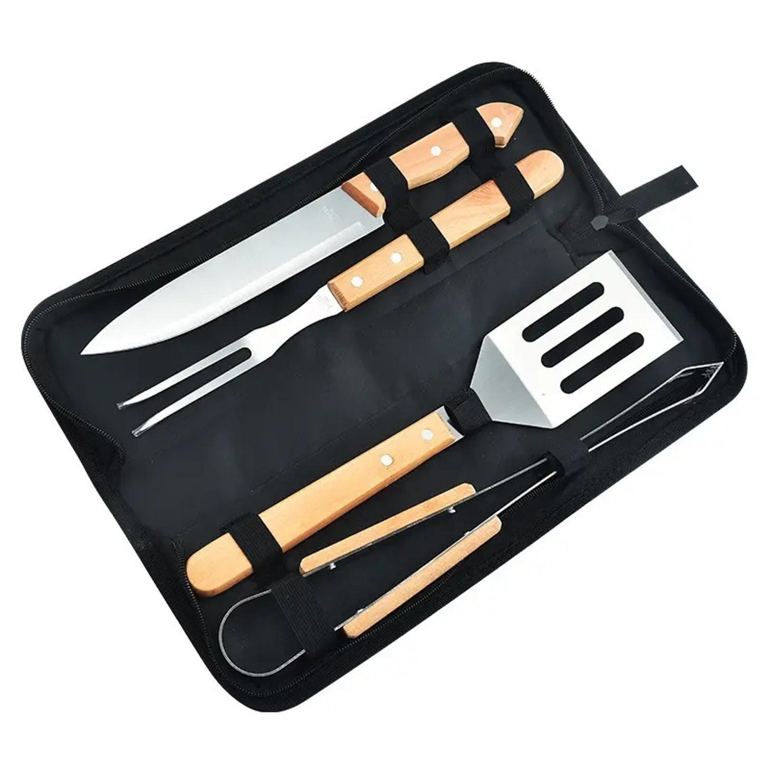 SET PARRILLERO DE 4 PIEZAS CON ESTUCHE DE ACERO INOXIDABLE - 1