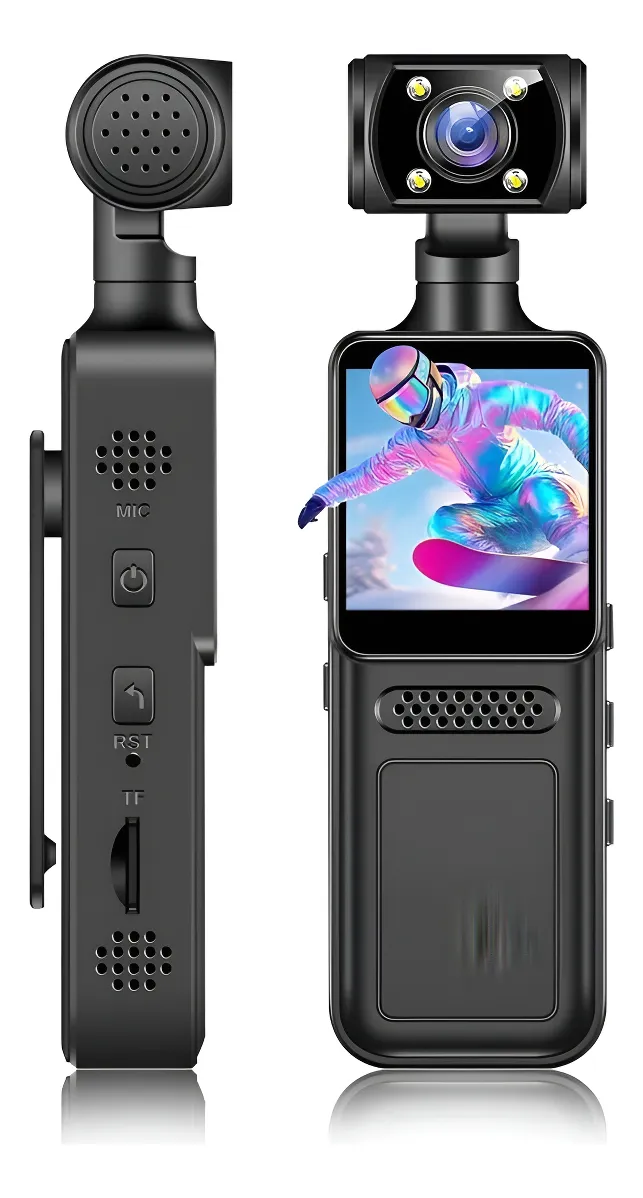 CAMARA DE ACCION WIFI 4K CON LENTE GIRATORIA DE 180°Y LUZ