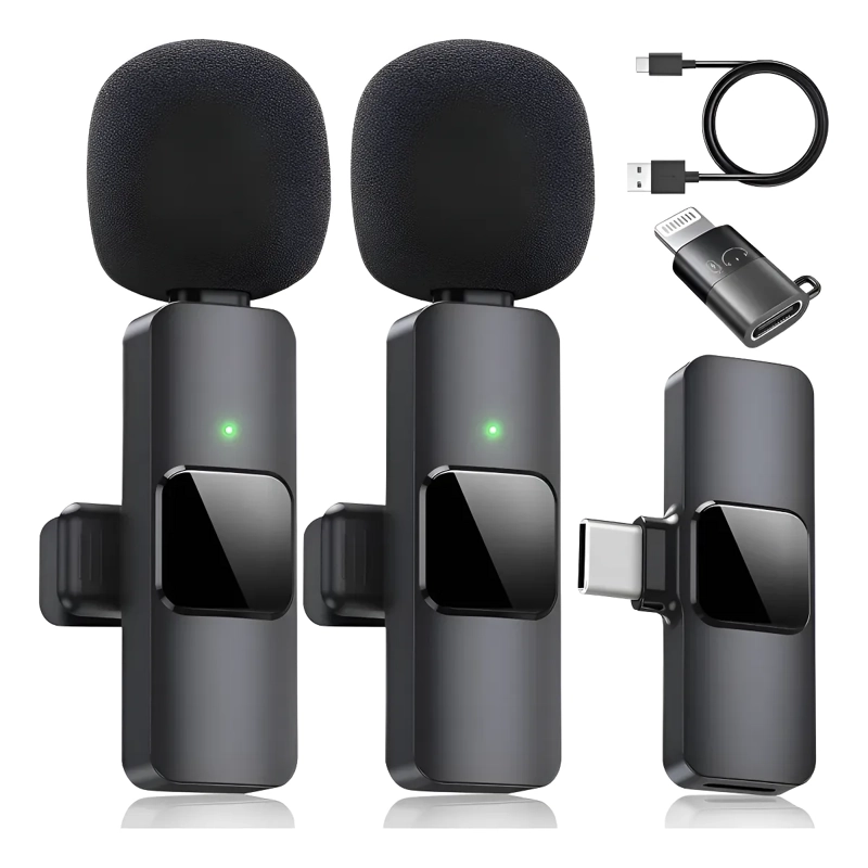 2 MICROFONOS LAVALIER SOLAPA INALAMBRICO COMPATIBLE IPHONE - 1