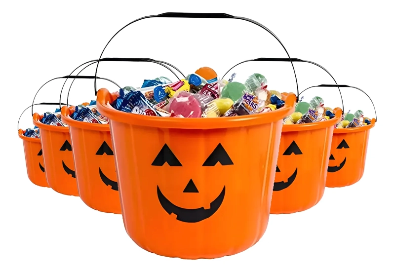 6 CUBO CALABAZA GRANDE DULCES HALLOWEEN BALDE DULCE O TRUCO - 1