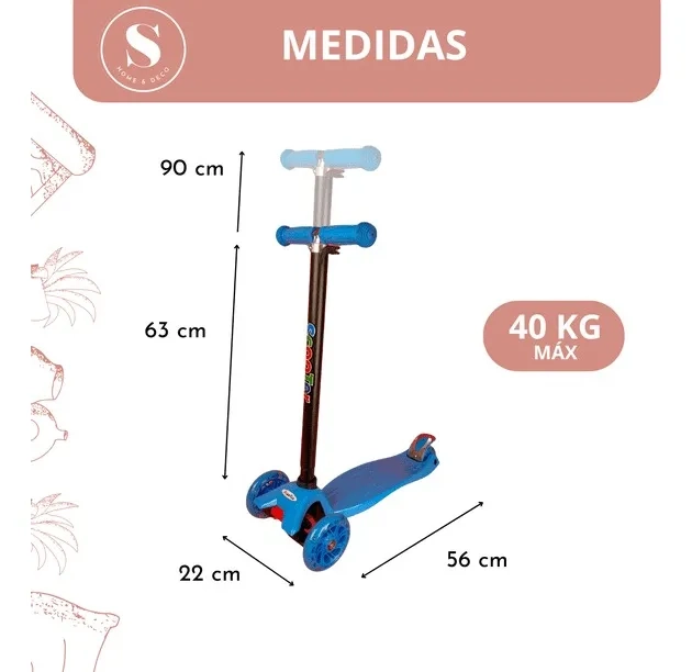 SCOOTER MONOPATIN INFANTIL LUCES CELESTE - 3