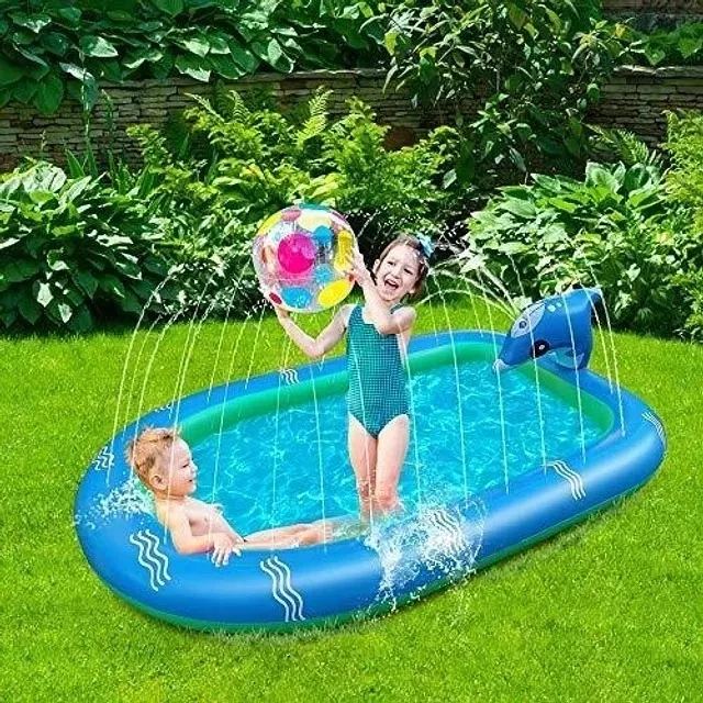 PISCINA INFLABLE 170X110X45CM DINO DELFIN LANZA CHORRO AGUA - 3