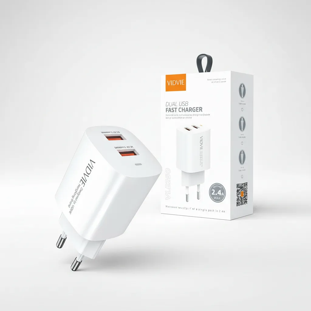 CARGADOR USB DUAL DE CELULAR CARGA RAPIDA + CABLE C - 1