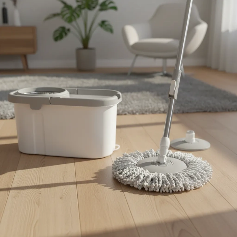 TRAPEADOR GIRATORIO MOPA PARA PISO MOPA GIRATORIO 360° BALDE BLANCO - 2