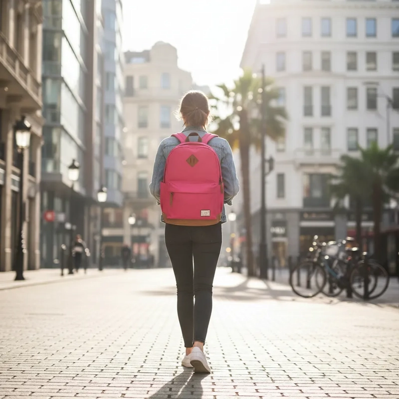MOCHILA URBANA ESCOLAR BOLSO A LA MODA CARIBE 28 LITROS ROSA - 3