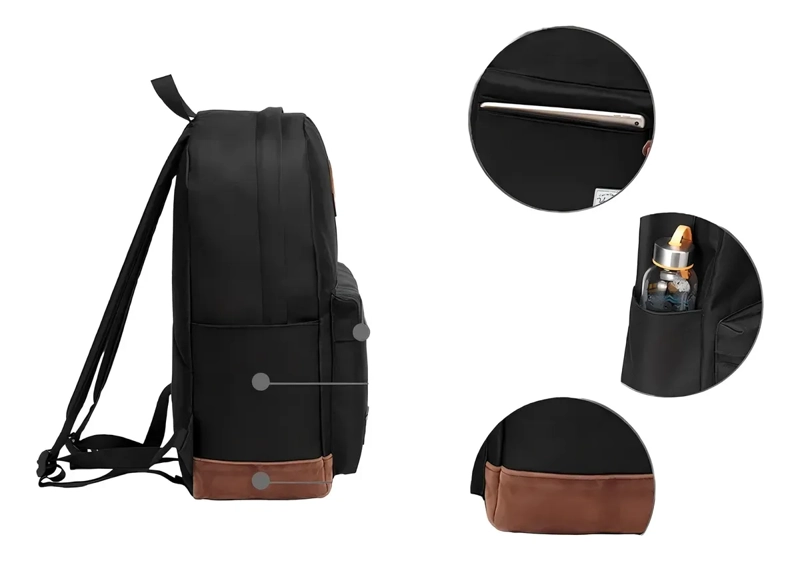 MOCHILA URBANA ESCOLAR BOLSO A LA MODA CARIBE 28 LITROS NEGRO - 5