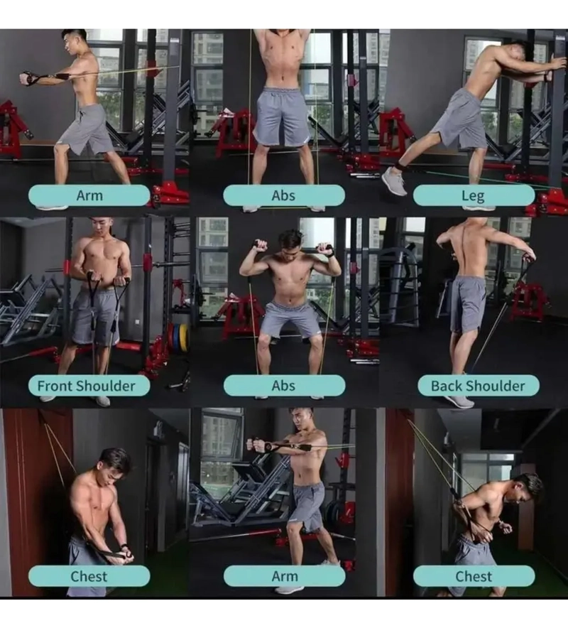 LIGAS PARA ENTRENAMIENTO FUERZA Y CUERDA DE SALTAR 5 PZAS COLORES - 3
