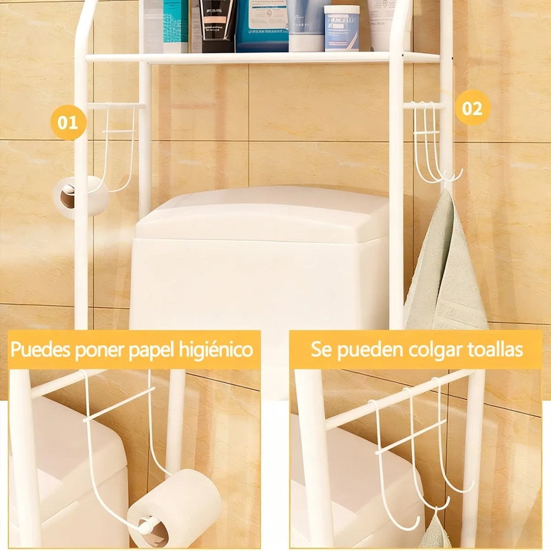 ESTANTE MUEBLE ORGANIZADOR DE BAÑO 3NVL COLOR COLORES BLANCO BLANCO - 4