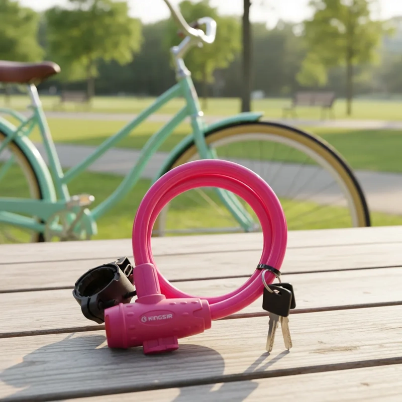 CANDADO PARA BICICLETA MOTO TRABA CADENA SEGURIDAD MULTIUSO ROSA - 1