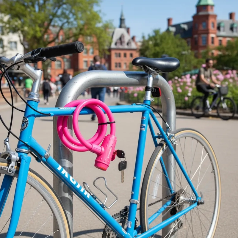 CANDADO PARA BICICLETA MOTO TRABA CADENA SEGURIDAD MULTIUSO ROSA - 2