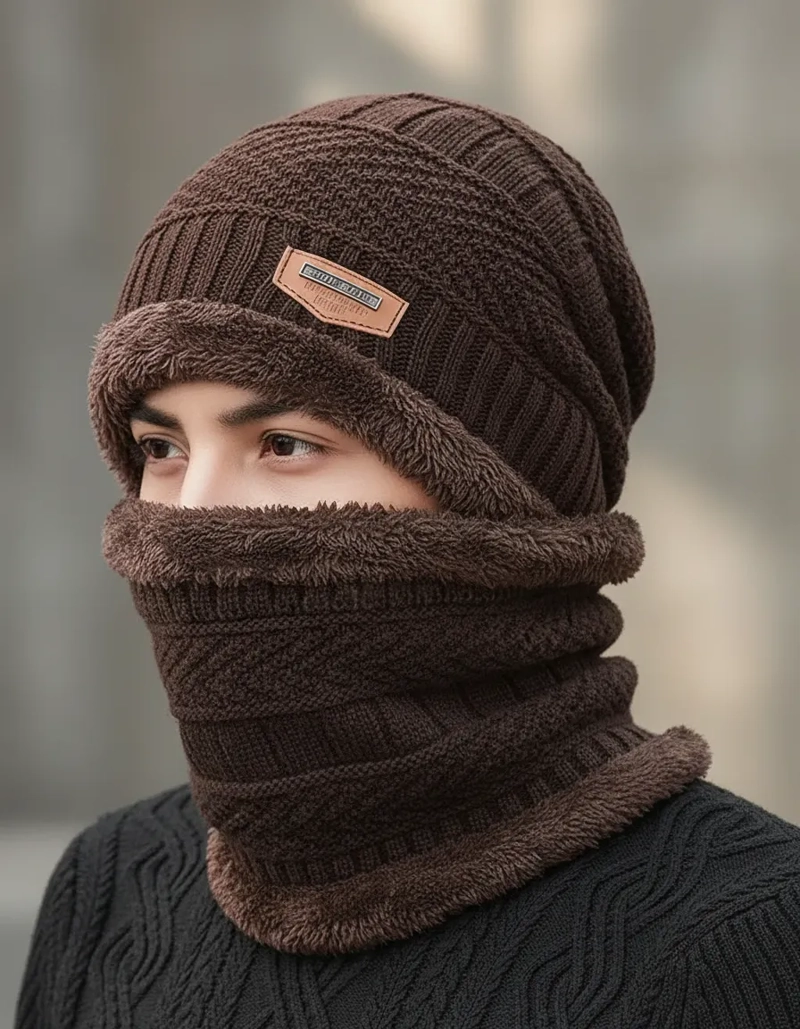 GORRO BUFANDA CUELLO UNISEX PARA INVIERNO FRIO LANA - 3