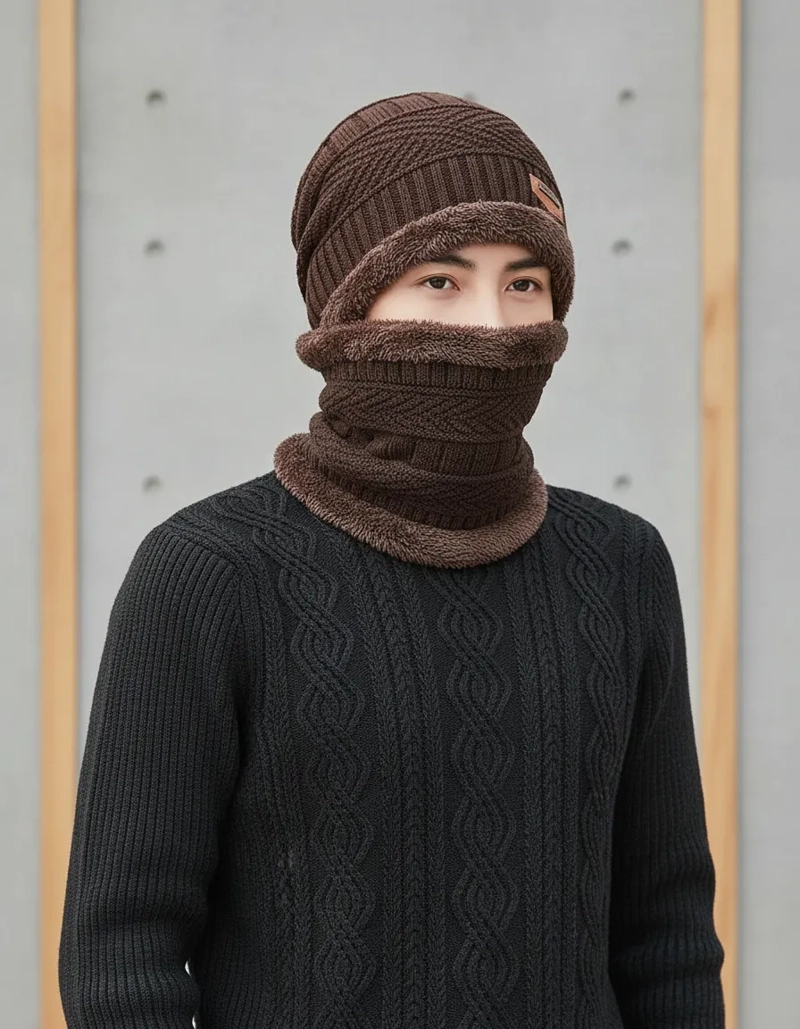 GORRO BUFANDA CUELLO UNISEX PARA INVIERNO FRIO LANA - 4
