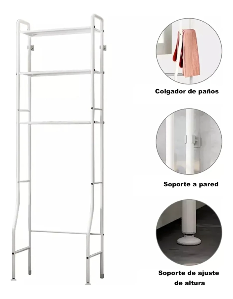 MUEBLE LAVADORA ORGANIZADOR REPISA LAVADORA BLANCO - 5