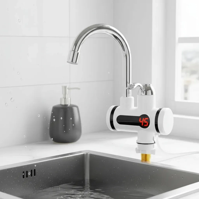 GRIFO LLAVE CALENTADOR DE AGUA ELE CTRICO LAVAPLATOS GRIS - 1