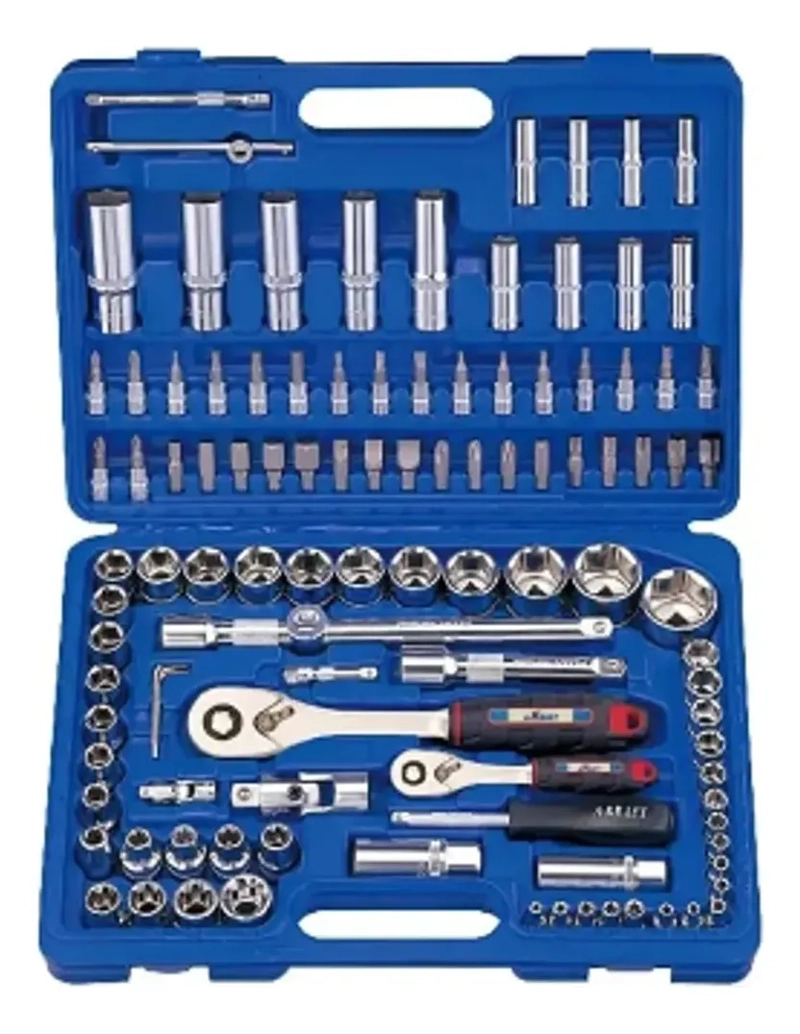 JUEGO DE HERRAMIENTAS AUTOCLE 108 PZ CON ESTUCHE DADOS AZUL - 1