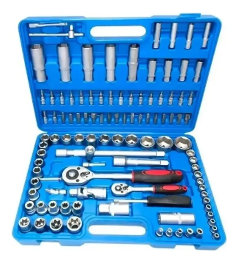 JUEGO DE HERRAMIENTAS AUTOCLE 108 PZ CON ESTUCHE DADOS AZUL - 2