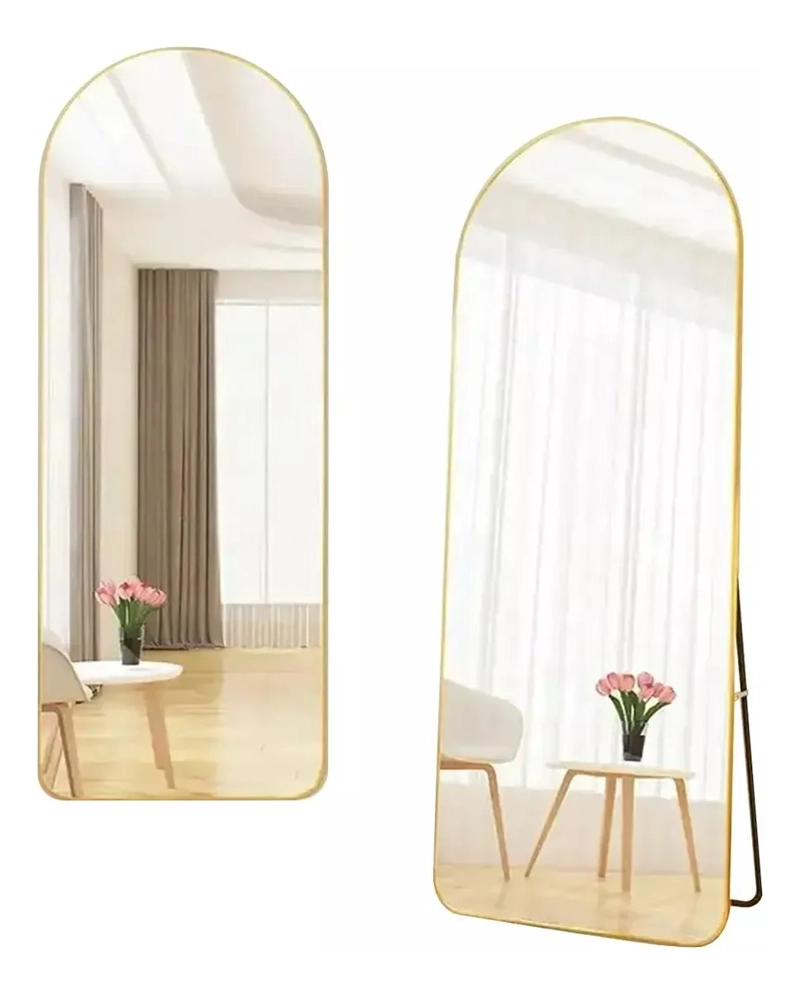 ESPEJO DE SUELO OVALADO CON SOPORTE DE LUJO 160X50CM BEIGE - 1
