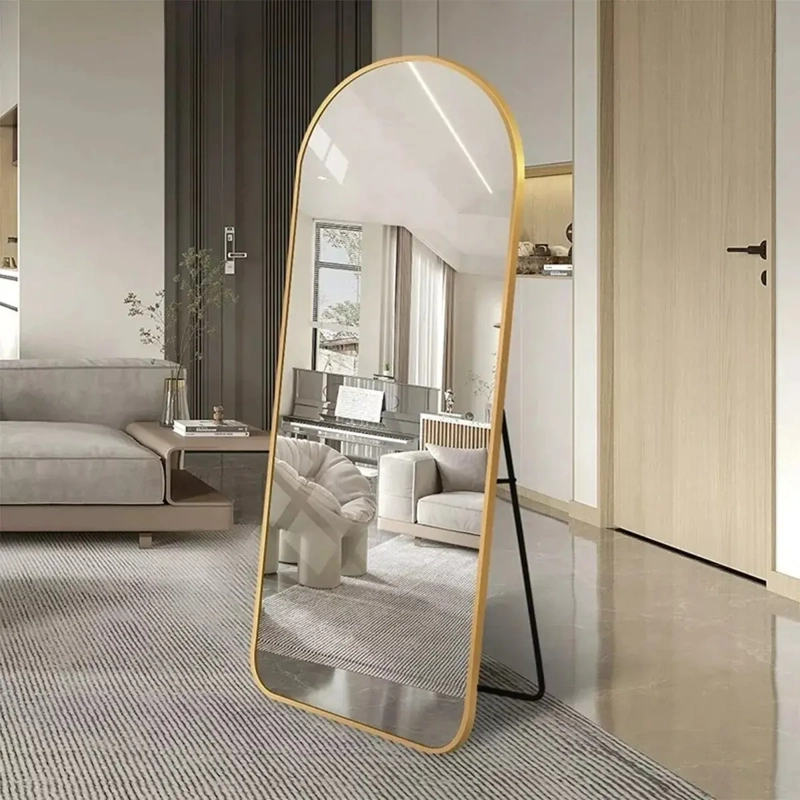 ESPEJO DE SUELO OVALADO CON SOPORTE DE LUJO 160X50CM BEIGE - 2