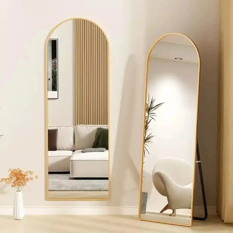 ESPEJO DE SUELO OVALADO CON SOPORTE DE LUJO 160X50CM BEIGE - 4