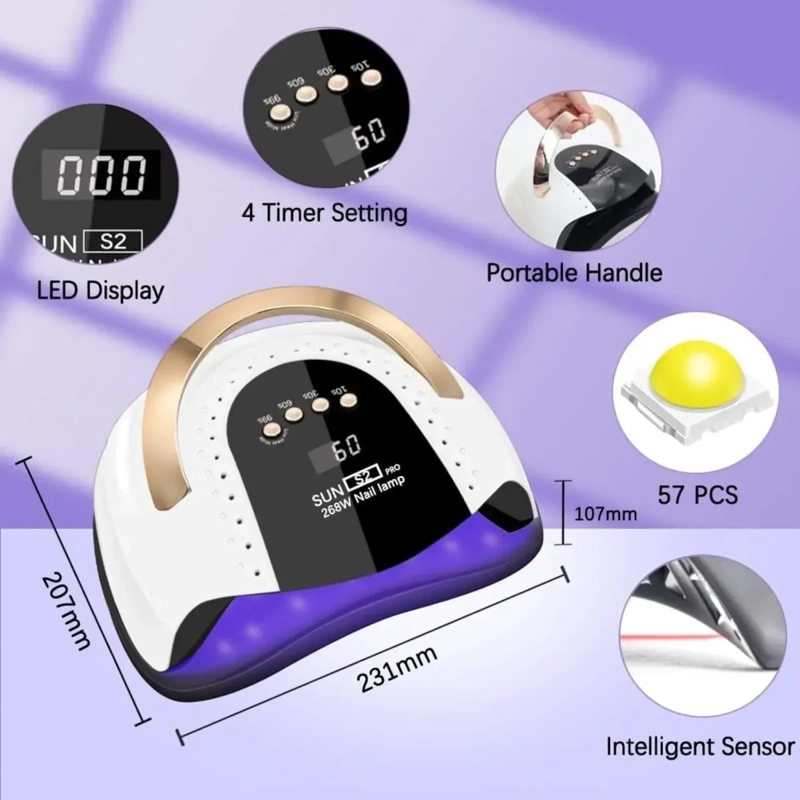 LAMPARA PARA UÑAS SECADORA SUN S2 PROFESIONAL 268W CABINA UV - 2