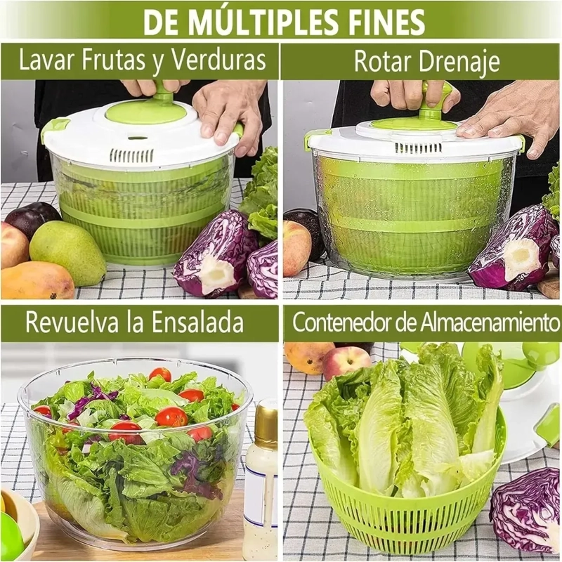 CENTRIFUGADOR SECADORA DE LECHUGA ESCURRIDOR DE VERDURAS 5L - 3