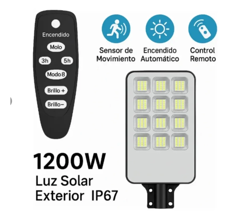 FOCO SOLAR 1200W LED ILUMINACION ALTA POTENCIA EXTERIOR - 4