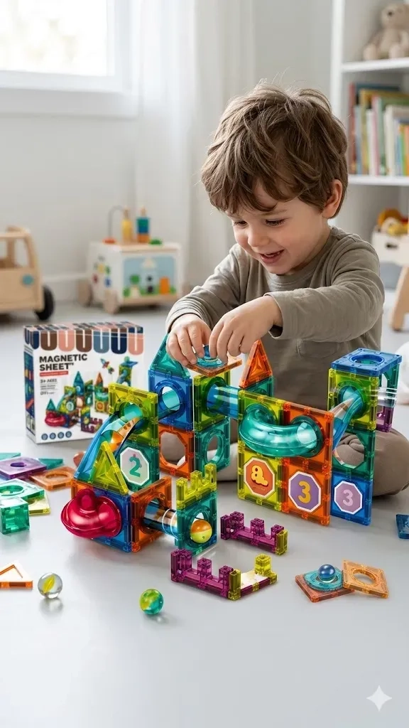 JUEGO BLOQUES MAGNE TICOS PISTA DE CANICAS 42 PIEZAS NIÑOS - 1