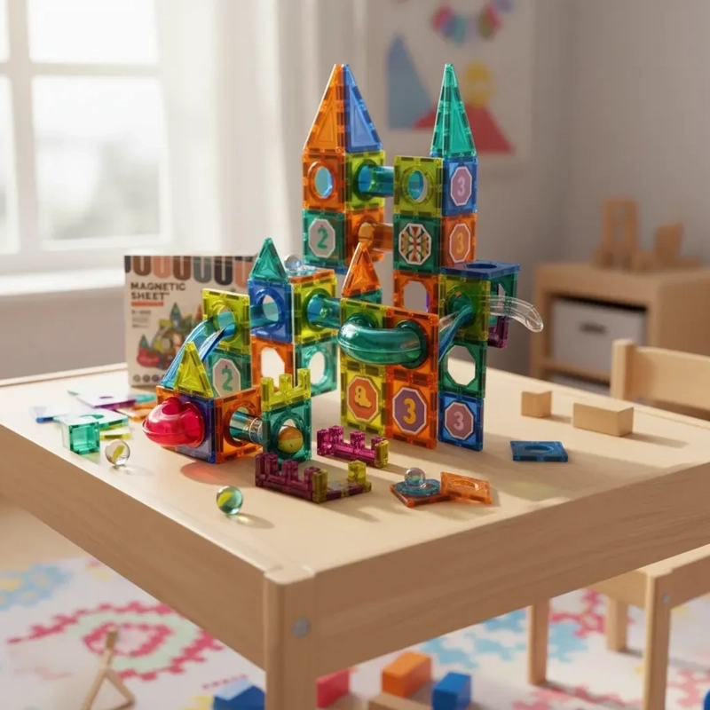 JUEGO BLOQUES MAGNE TICOS PISTA DE CANICAS 42 PIEZAS NIÑOS - 2