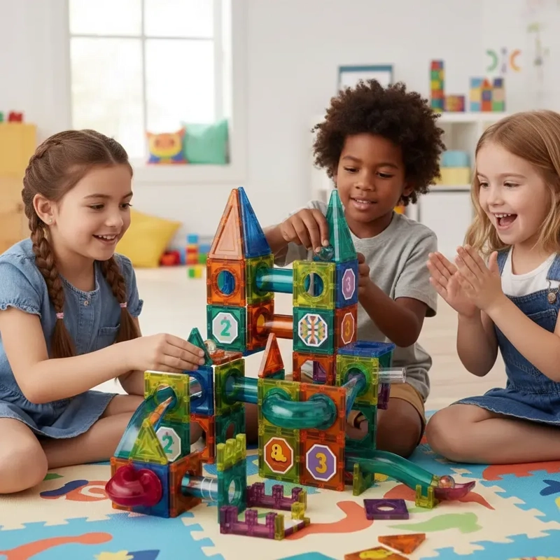 JUEGO BLOQUES MAGNE TICOS PISTA DE CANICAS 42 PIEZAS NIÑOS - 3