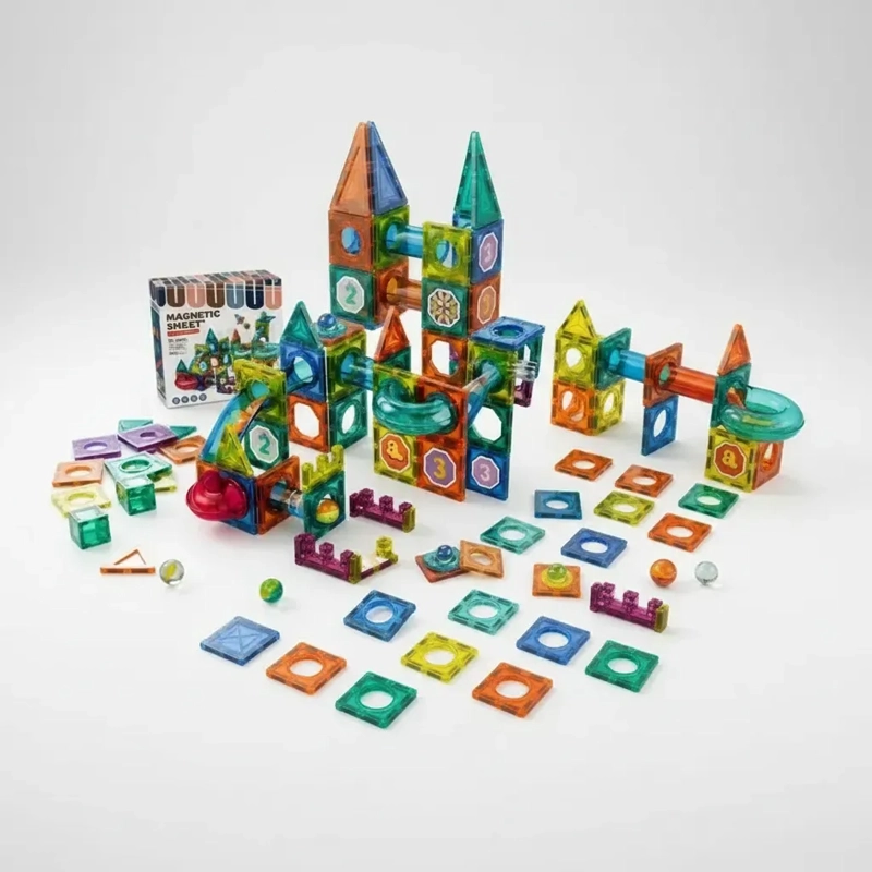 JUEGO BLOQUES MAGNE TICOS PISTA DE CANICAS 42 PIEZAS NIÑOS - 4