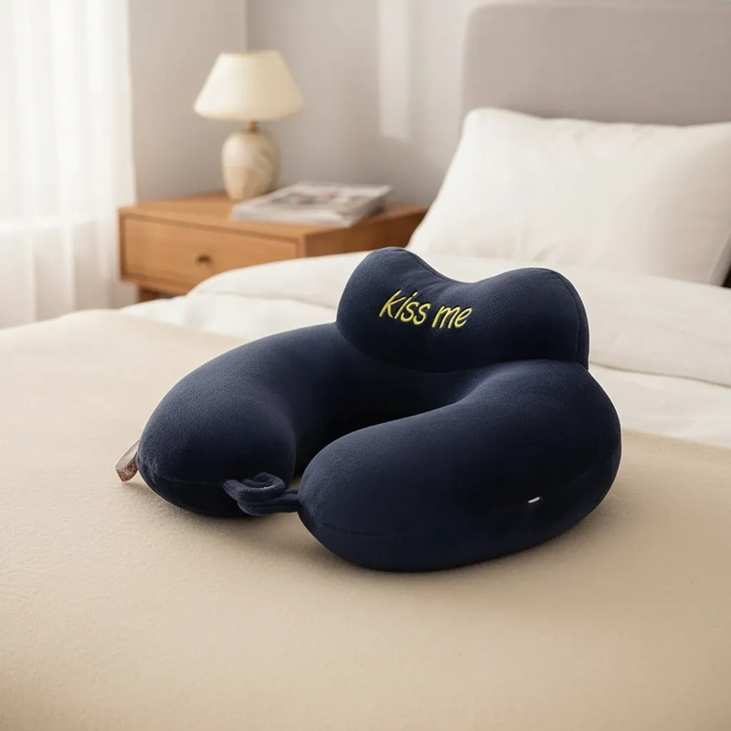 ALMOHADA COJIN SOPORTE CUELLO CERVICAL AZUL OSCURO - 1
