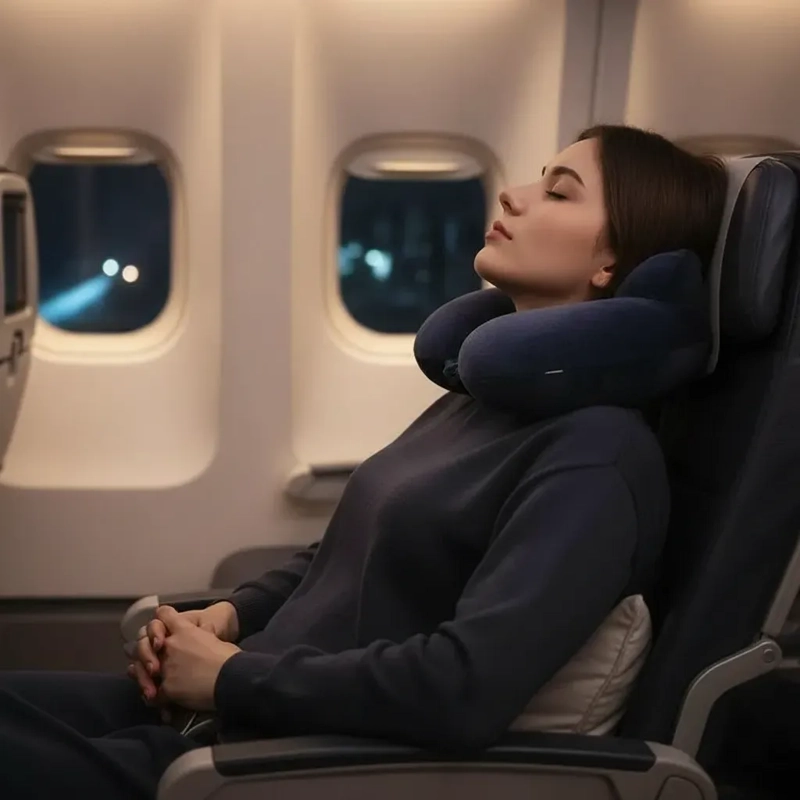 ALMOHADA COJIN SOPORTE CUELLO CERVICAL AZUL OSCURO - 2