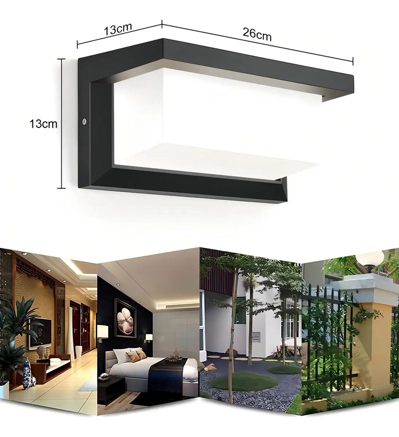 APLIQUE LED EXTERIOR IP65 NEGRO 18W MODERNO IMPERMEABLE - 4