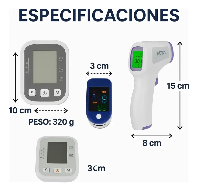 TOMA PRESION DE BRAZO + OXIMETRO + TERMOMETRO - 1