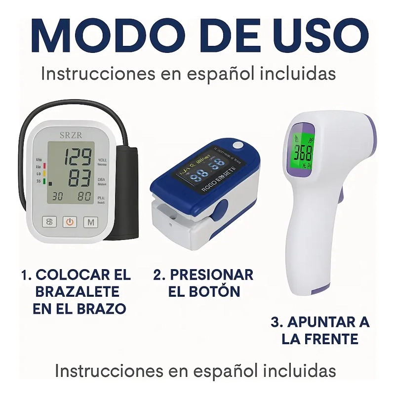 TOMA PRESION DE BRAZO + OXIMETRO + TERMOMETRO - 2