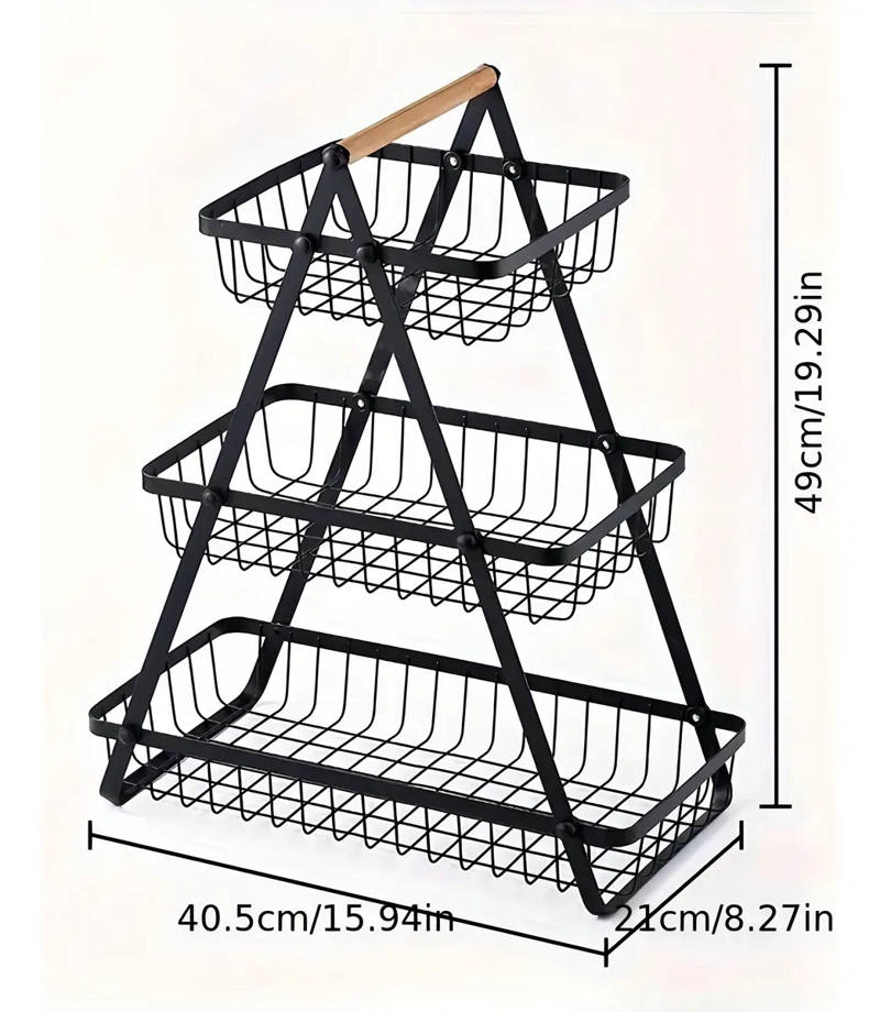 CESTA PARA FRUTAS VEGETALES ORGANIZADOR MULTIUSOS 3 NIVELES - 4