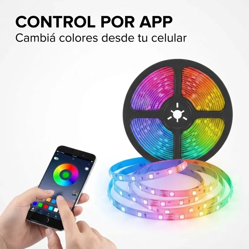CINTA LED RGB 5 METROS BLUETOOTH CONTROL CELULAR - 2